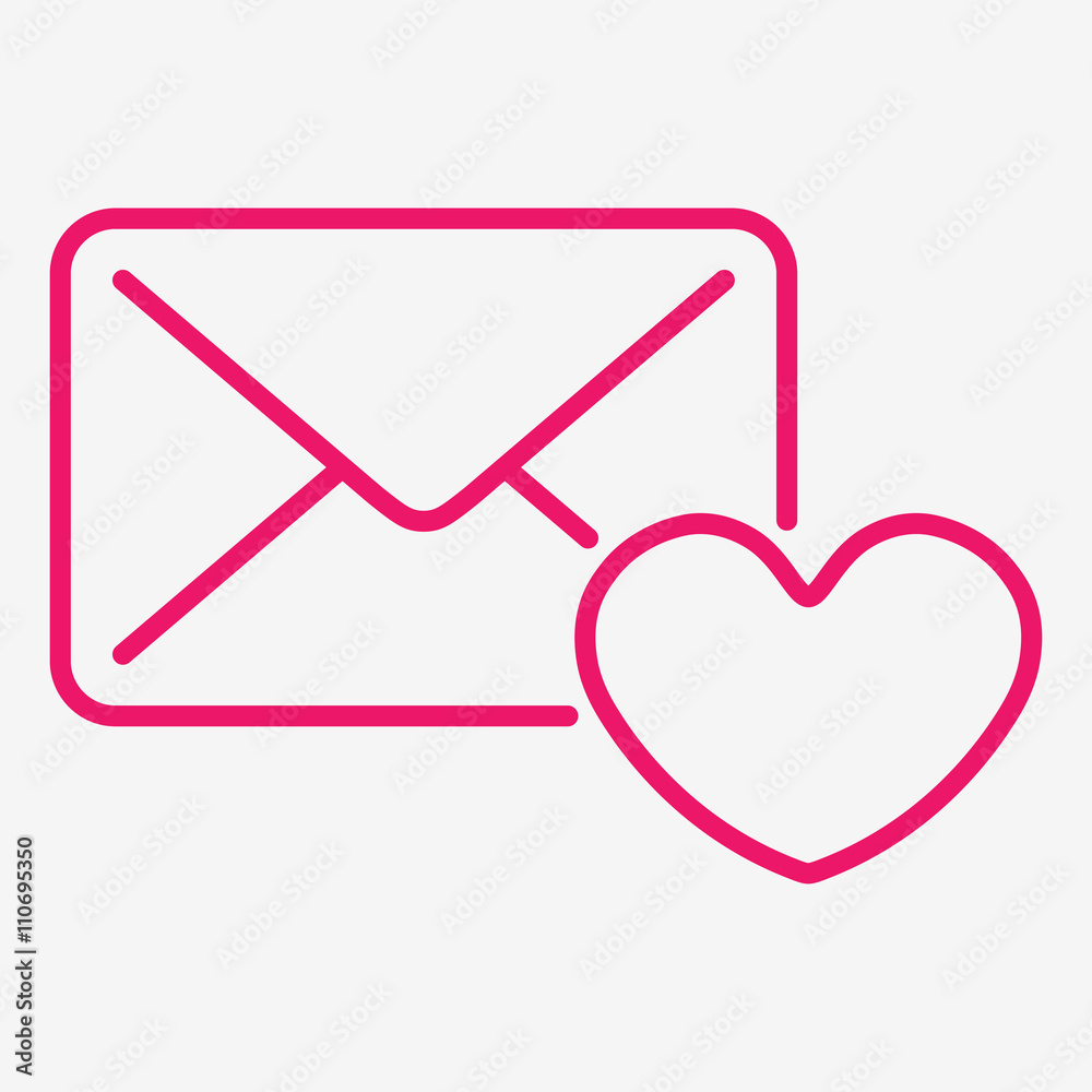 valentine card envelope love mail postcard thin line icon valentine card envelope love mail postcard thin line icon