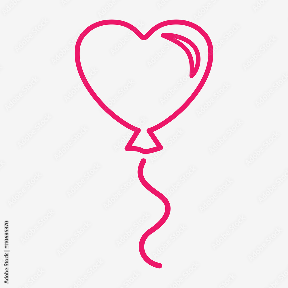 balloon heart love romantic valentine thin line icon