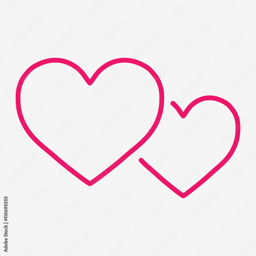 couple hearts love valentine romantic thin line icon