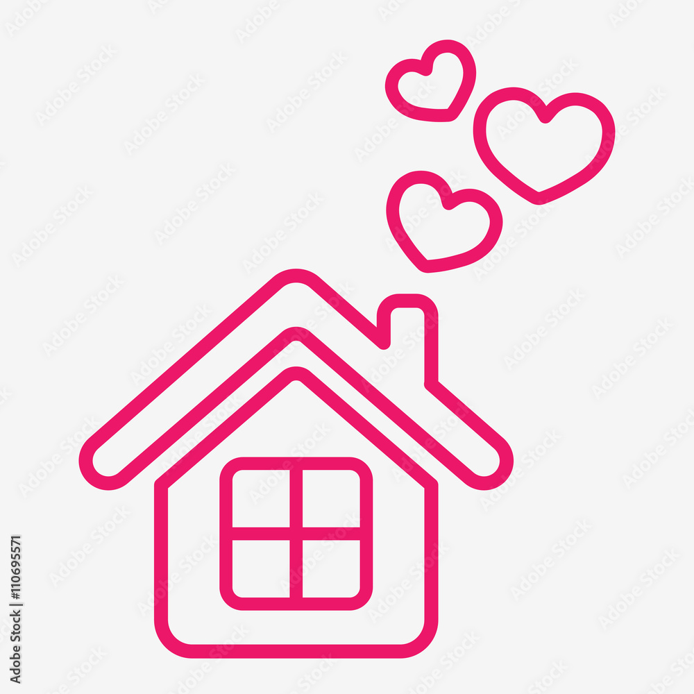 home love care heart valentine thin line icon