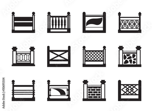 Various railings for balconies - vector illustration
