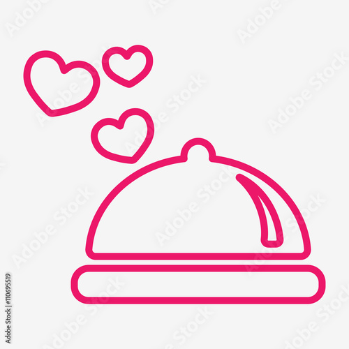 dining dish cook meal restaurant love heart thin line icon