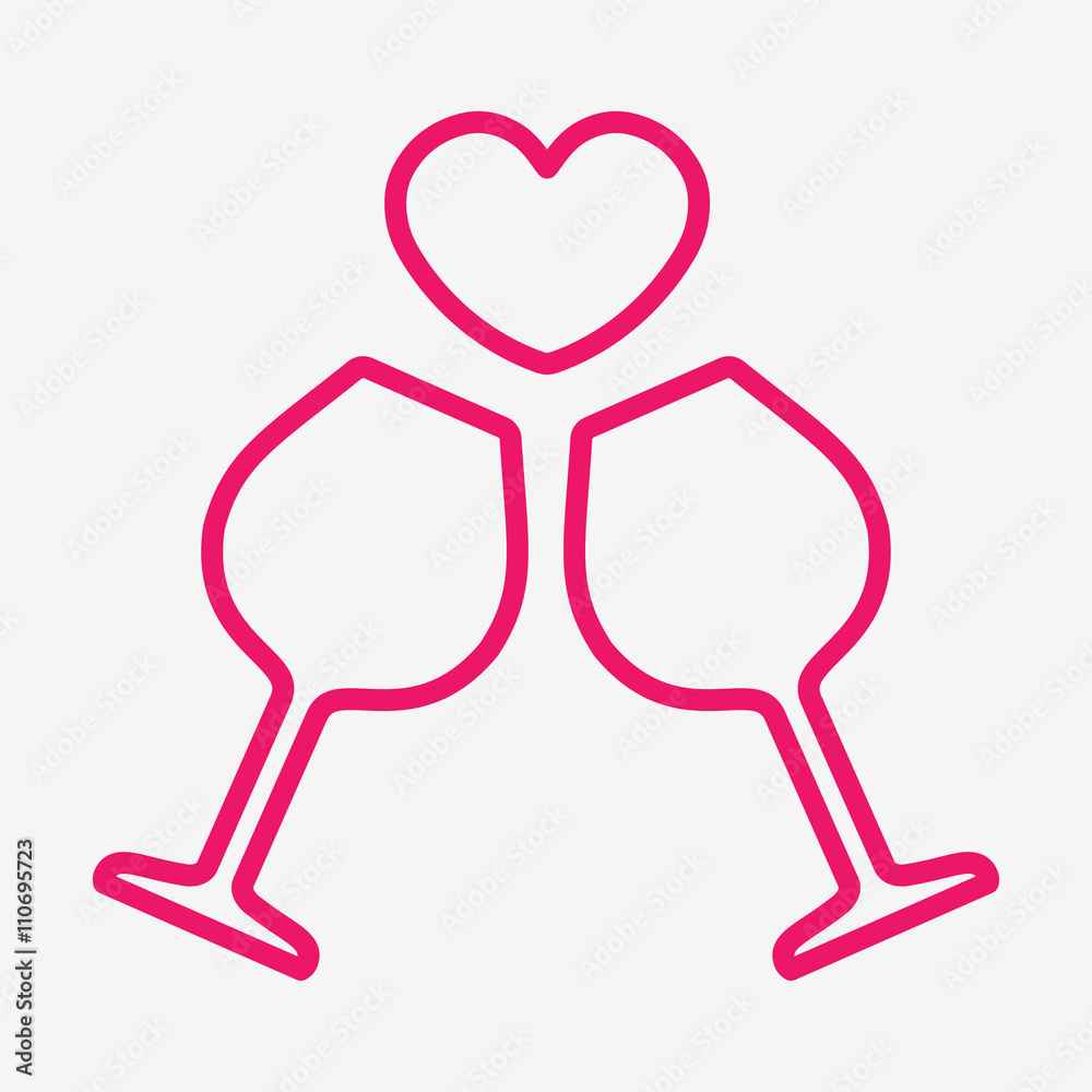 champagne glasses wine couple love drink thin line icon champagne glasses wine couple love drink thin line icon