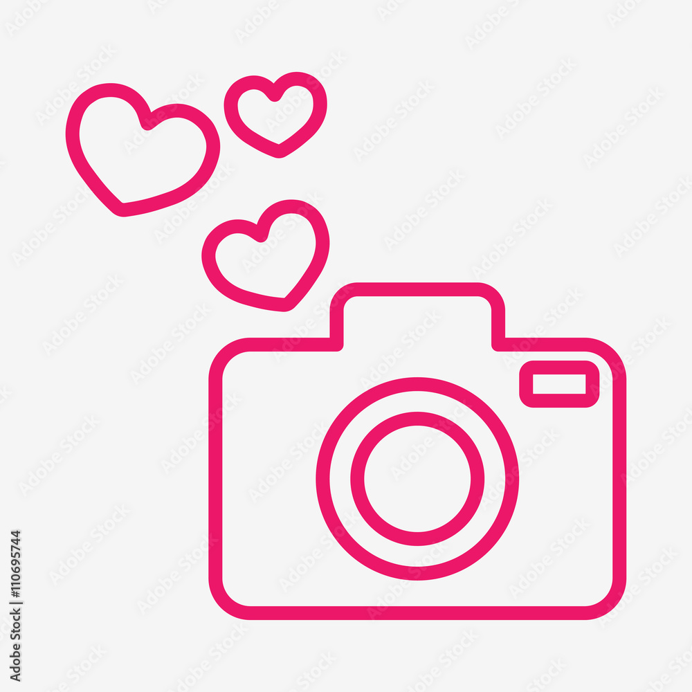 camera photography with hearts thin line icon camera photography with hearts thin line icon