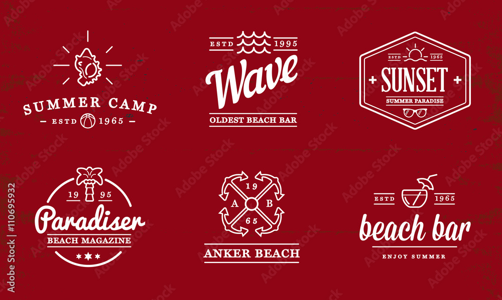 Set of Vector Beach Sea Bar Elements and Summer can be used as L Set of Vector Beach Sea Bar Elements and Summer can be used as L