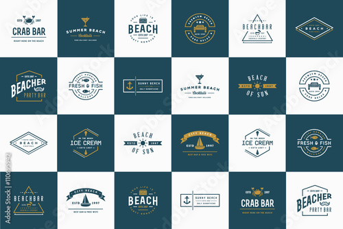 Set of Vector Beach Sea Bar Elements and Summer can be used as L