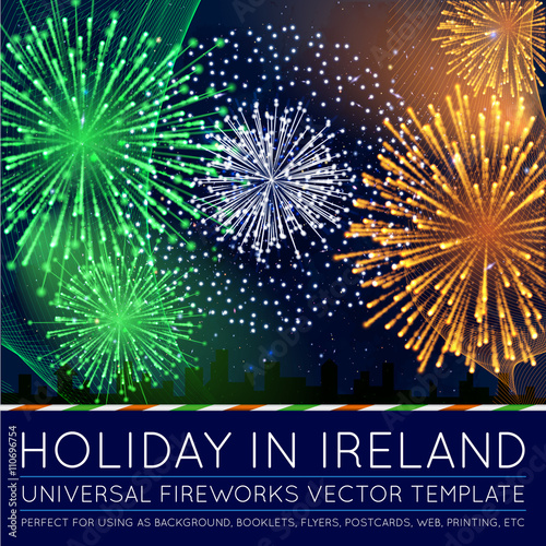 Photography National Day of Country in Blending Lines Style with Fireworks V