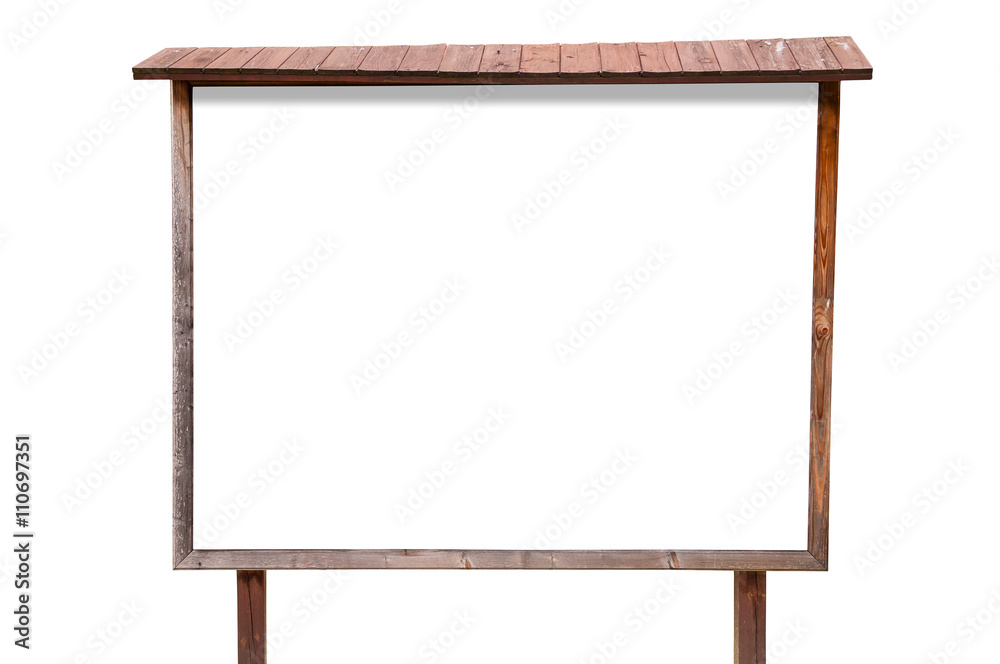 Blank wooden billboard on white background Blank wooden billboard on white background