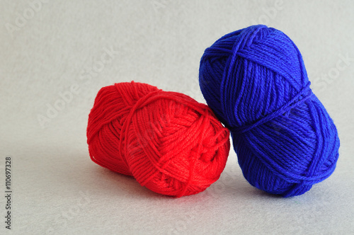 Colorful balls of wool isolated on a white background