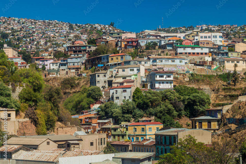 Colorful houses on hills of Valparaiso, Chile