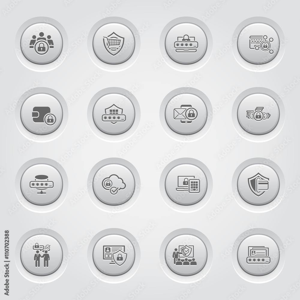 Button Design Protection and Security Icons Set Button Design Protection and Security Icons Set