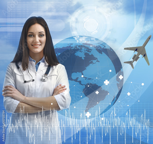 Young  doctor and virtual s...