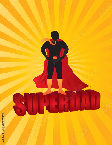 Happy Fathers Day Super Dad Sun Rays Vector Illustration