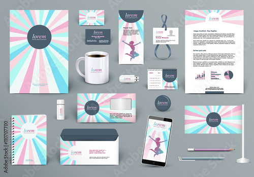 Professional branding design kit for beauty salon, woman fashion wear house or cosmetics shop, kid shop, medical center. Premium corporate identity template. Business stationery mock-up with logo. 