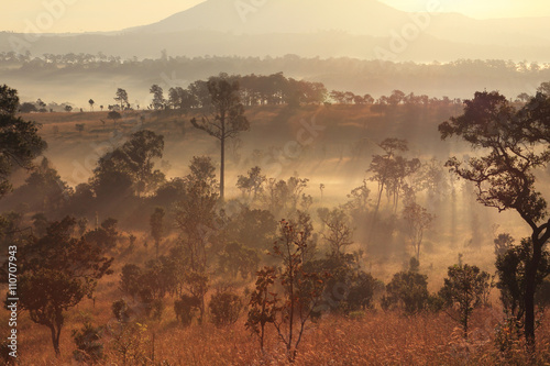 The beauty of the natural environment during sunrise and sunset .at Khao Kho District ,Phetchabun Province in Thailand