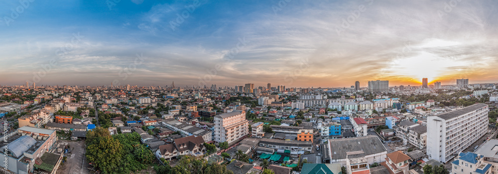 Panorama of Bangkok cityscape from high view