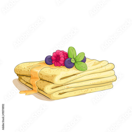 pancake stack with berries