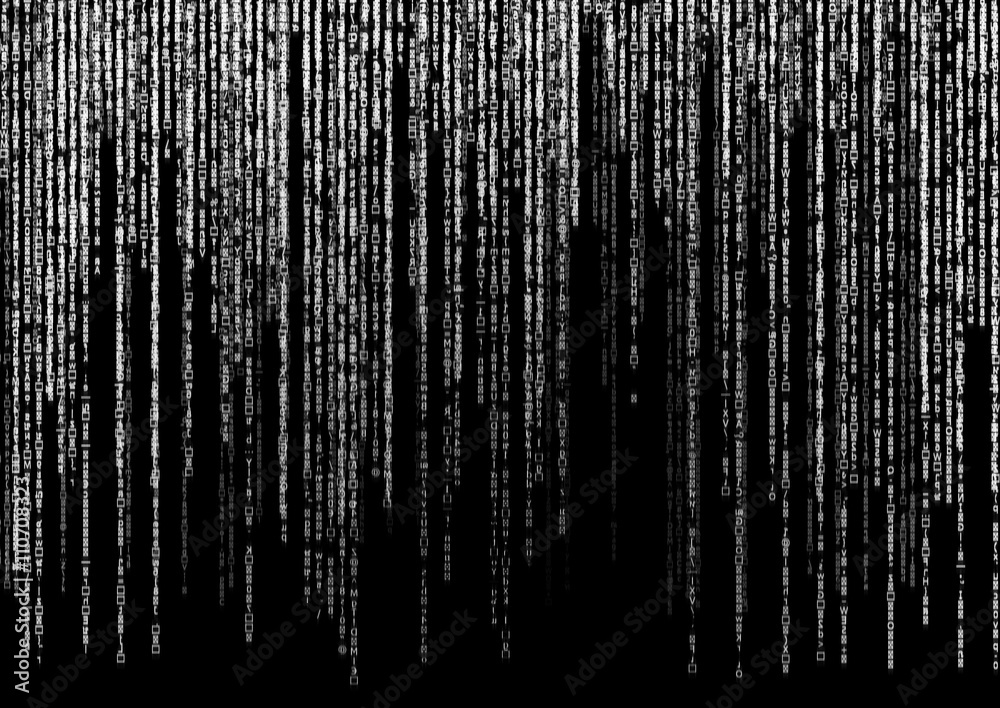 white matrix code on black background. Illustration Stock | Adobe Stock