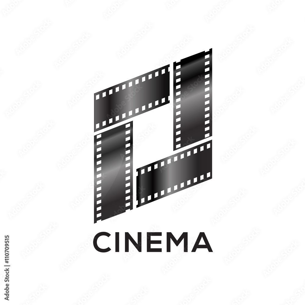 Fototapeta premium Abstract letter O logo for negative videotape film production
