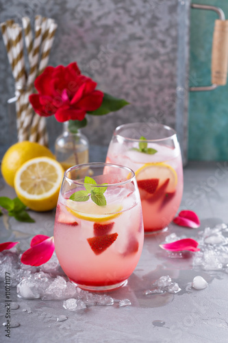 Strawberry lemonade with rose water