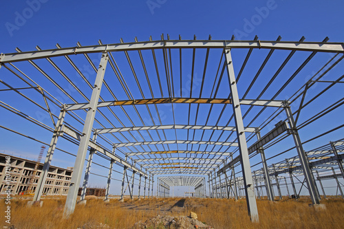 In the construction site, steel structure is under construction