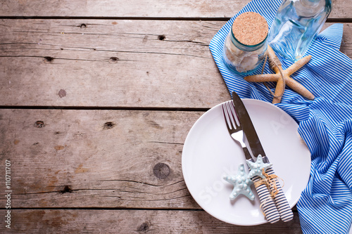 Wallpaper Mural Marine table setting on aged wooden background. Torontodigital.ca