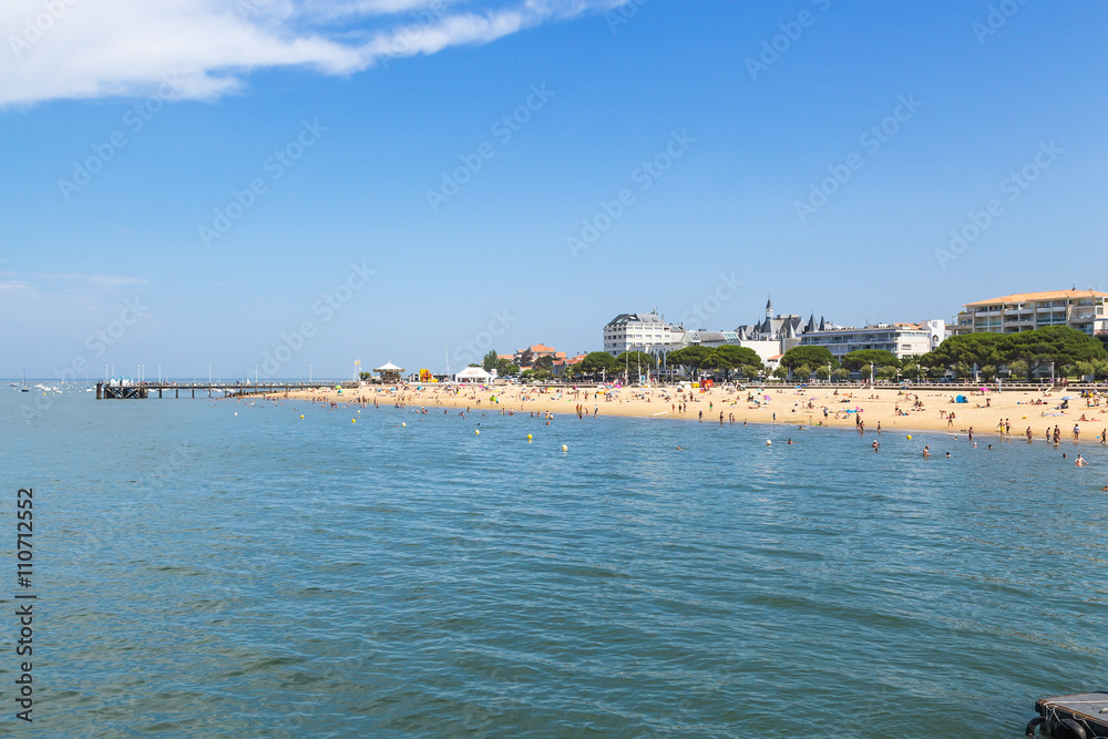 Arcachon, France. View the promenade and the beach