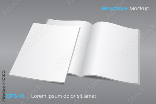 Blank opened magazine or brochure mockup. 