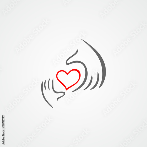 Heart in hand flat vector icon.Charity, health, voluntary, caring hand logo.