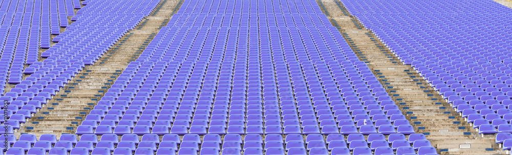 Naklejka premium Pattern empty purple plastic grandstand seats with number