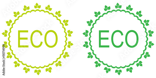 Green set of organic labels.