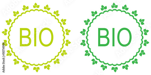 Green set of bio labels.