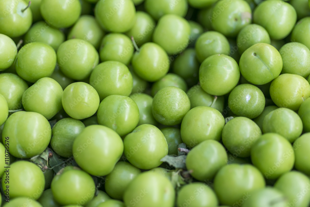 Unripe Plums on a market
Unripe Plums on a market