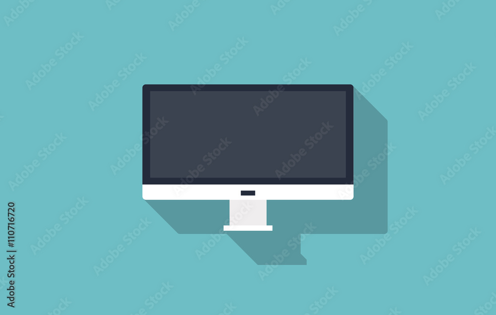 Flat modern monitor design vector illustration with shadow Flat modern monitor design vector illustration with shadow