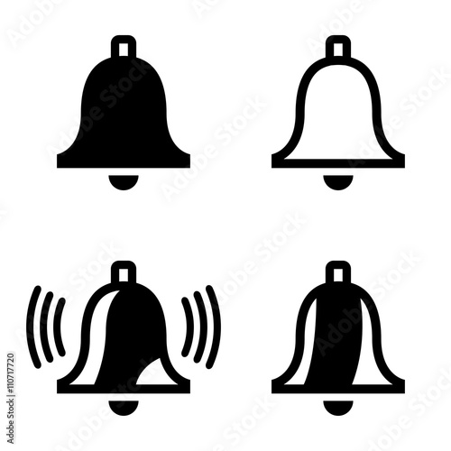 Vector black bell icons set