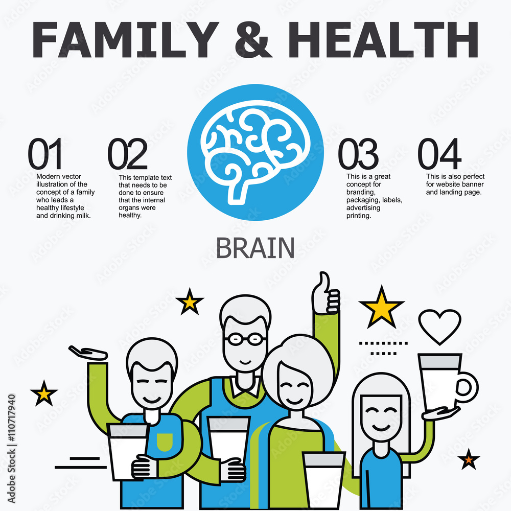 Internal organs - brain. Family and a healthy lifestyle. Medical infographic icons, human organs, body anatomy. Vector icons of internal human organs Flat design. Internal organs icons.