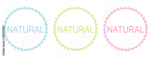 Natural frames, labels over white background