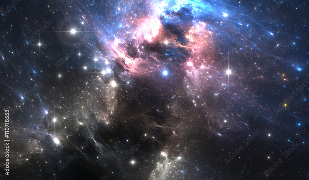 Naklejka premium Giant glowing nebula. Space background with colorful nebula and stars