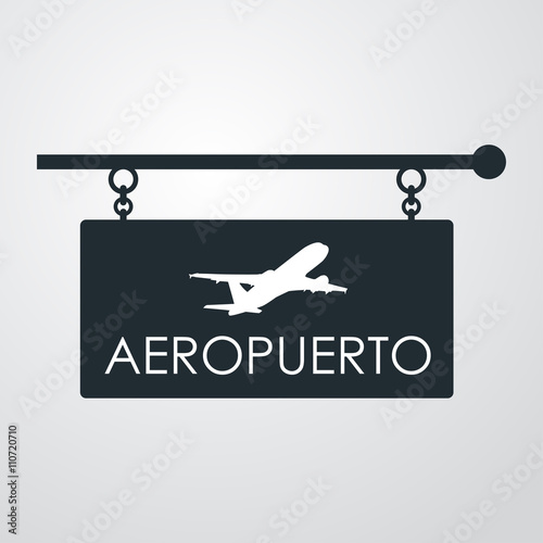 Icono plano cartel AEROPUERTO en fondo degradado