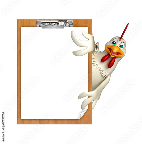  Hen cartoon character with exam pad © visible3dscience