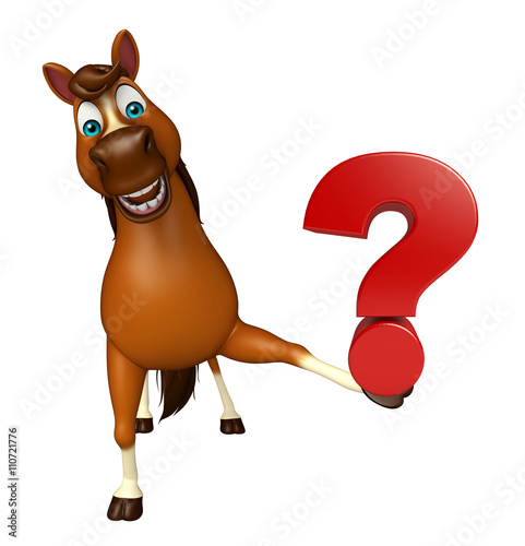 Horse cartoon character with question sign