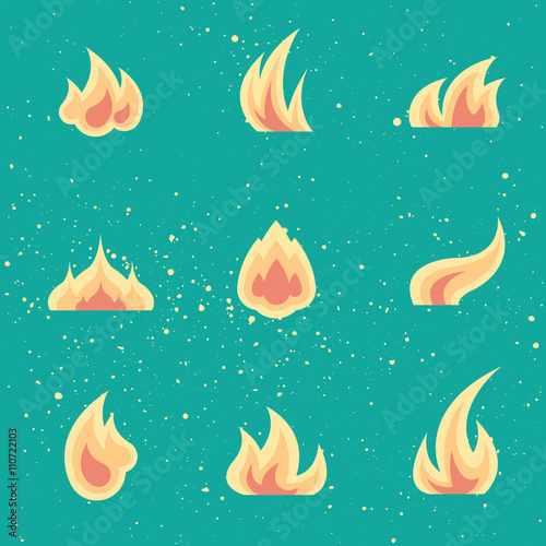 Set of fire icons