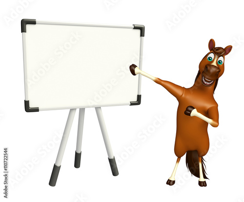 Fototapeta Naklejka Na Ścianę i Meble -  Horse cartoon character with display board