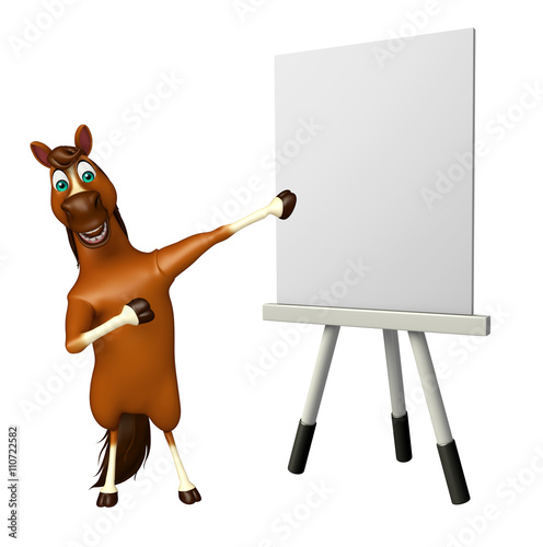 Fototapeta Naklejka Na Ścianę i Meble -  Horse cartoon character with easel board