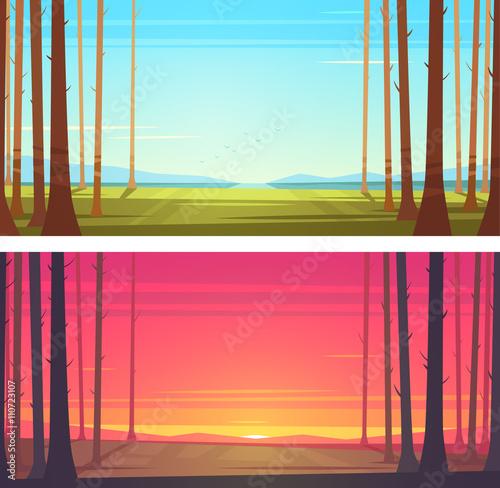 Forest landscape. Vector illustration