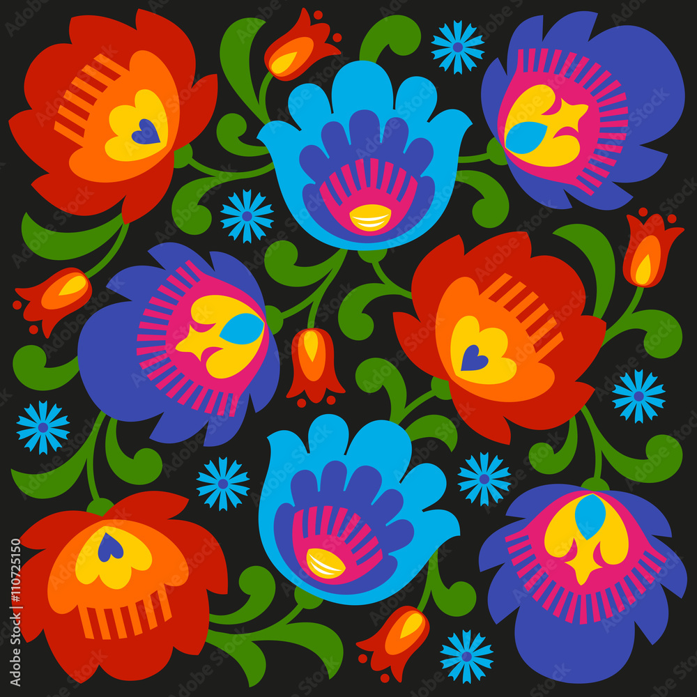 Polish folk papercut style flower composition