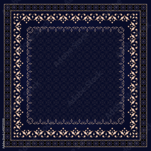 Decorative  frame golden on a dark blue.