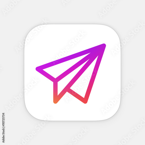 Airplane, email App icon template. Mobile application icon. Vector colorful photo icon