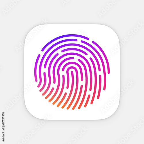 ID App icon template. Fingerprint vector illustration. Mobile application icon. Vector colorful id icon