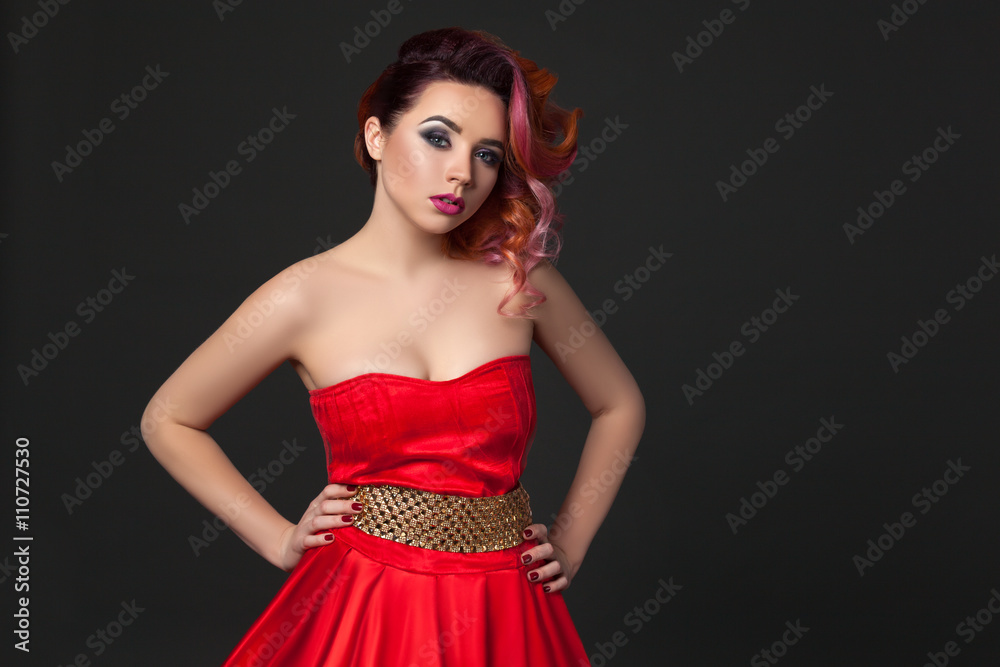Girl in red dress. Girl in red dress.